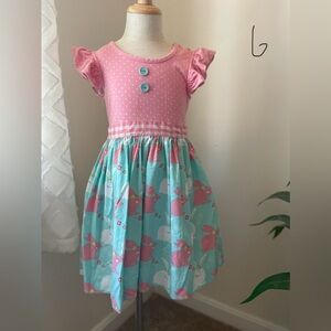 Eleanor Rose pink bunny dress size 5-6
